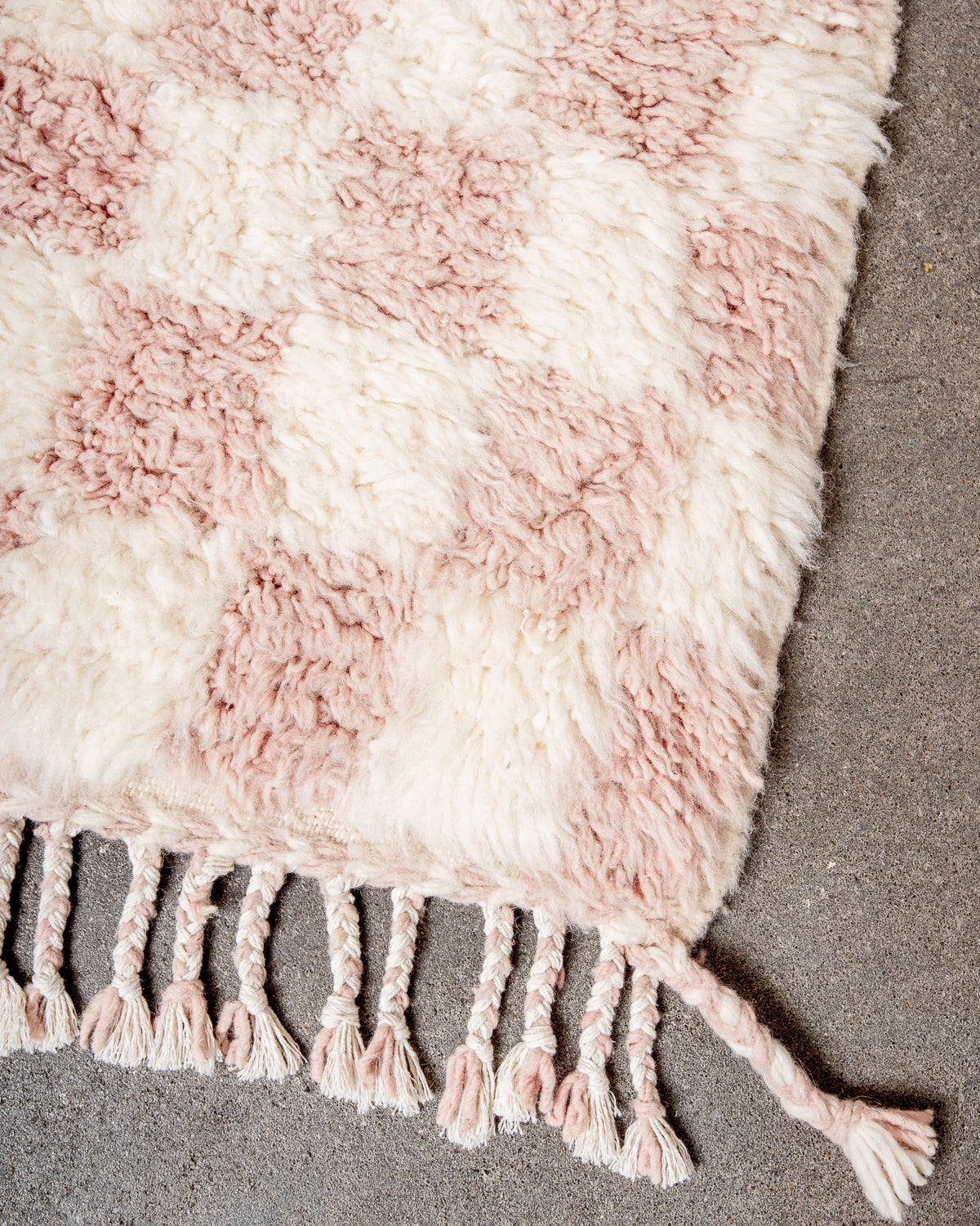 Modern, designer, handcrafted Berber rug from Morocco. Beniourain carpet with beautiful colours and patterns and fluffy wool texture.